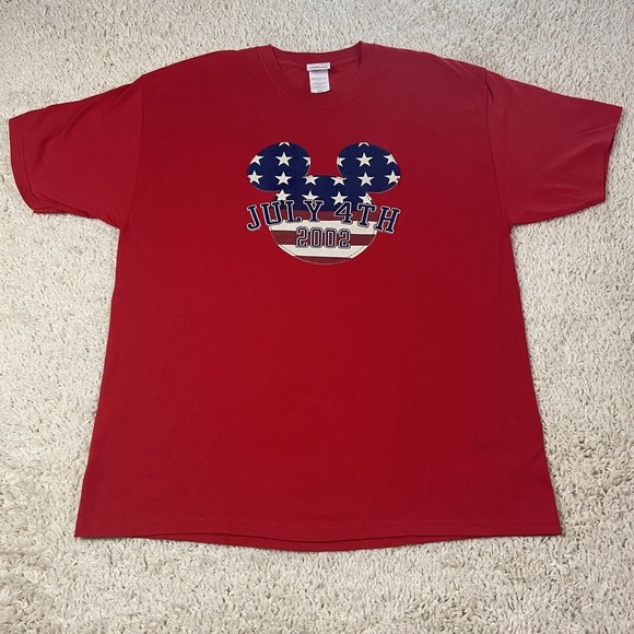 Vintage Disney Store Shirt Adult XL Red July 4Th 2002 Mickey Emblem Stars Stripe - Picture 5 of 9